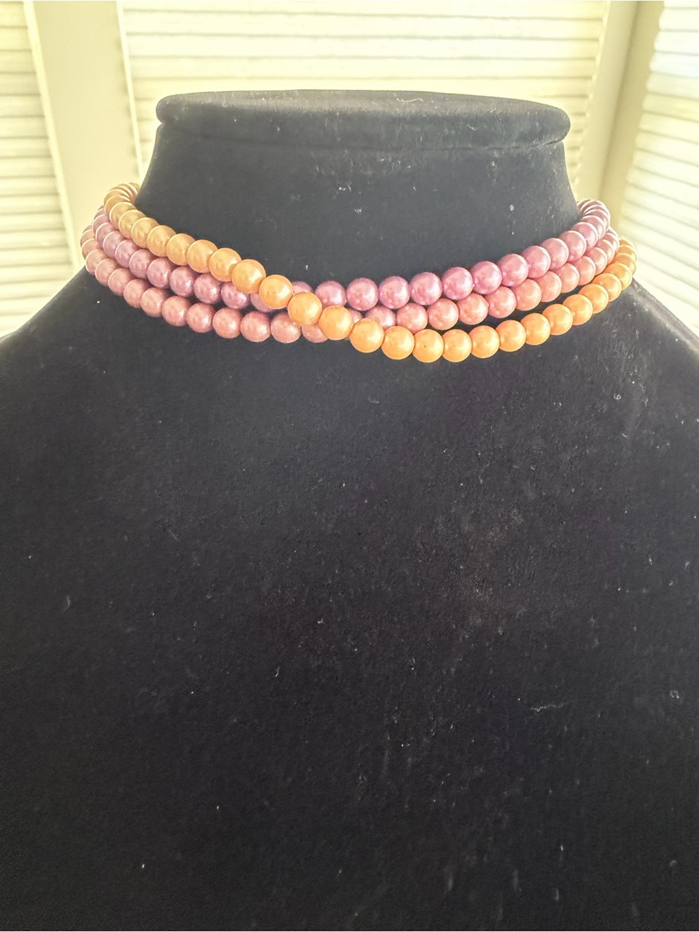 Layered Pink and Peach Beaded Choker Necklace